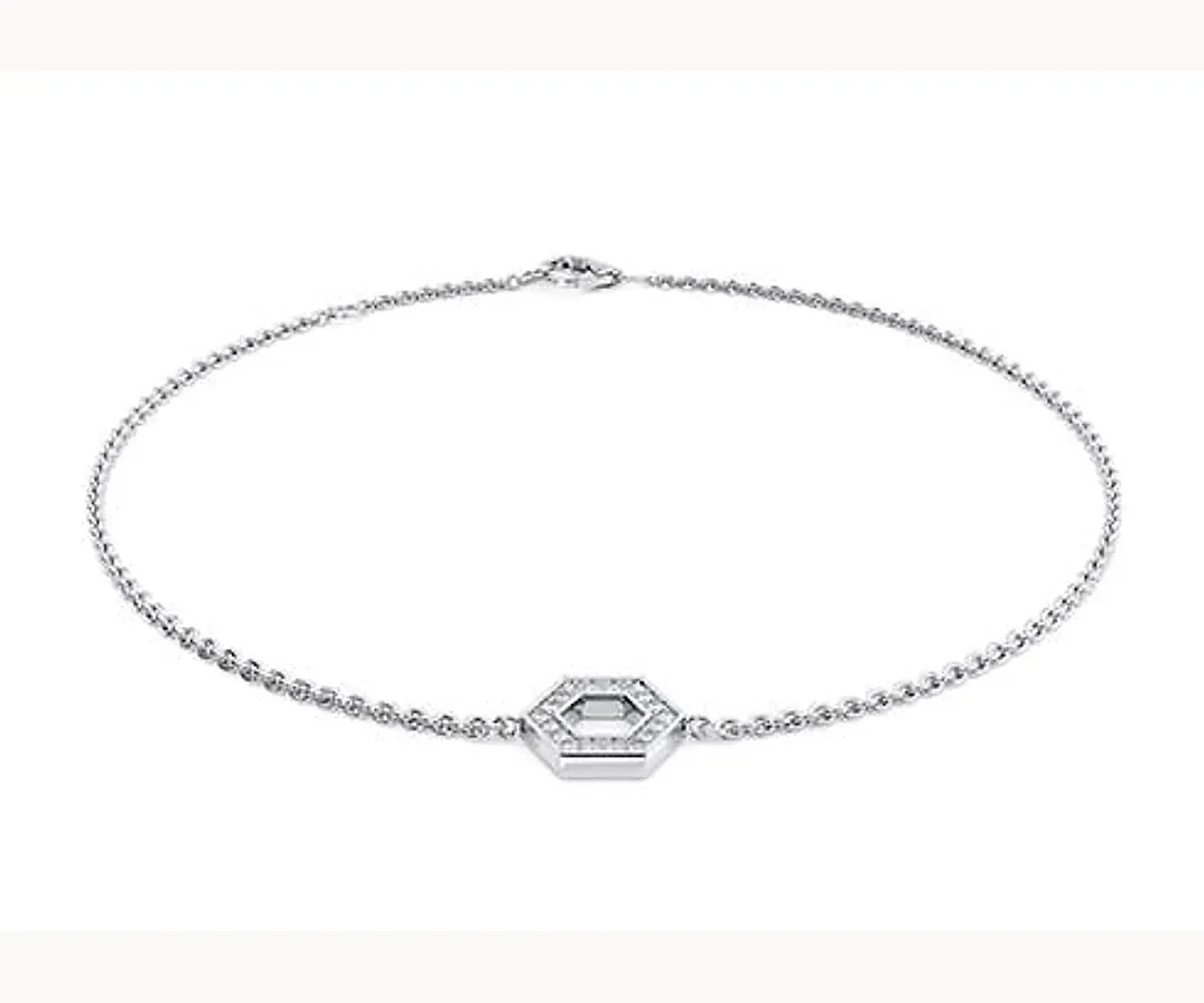 Samaná · Brazalete con motivo hexagonal y borde de diamantes — Blanco — Foto 1