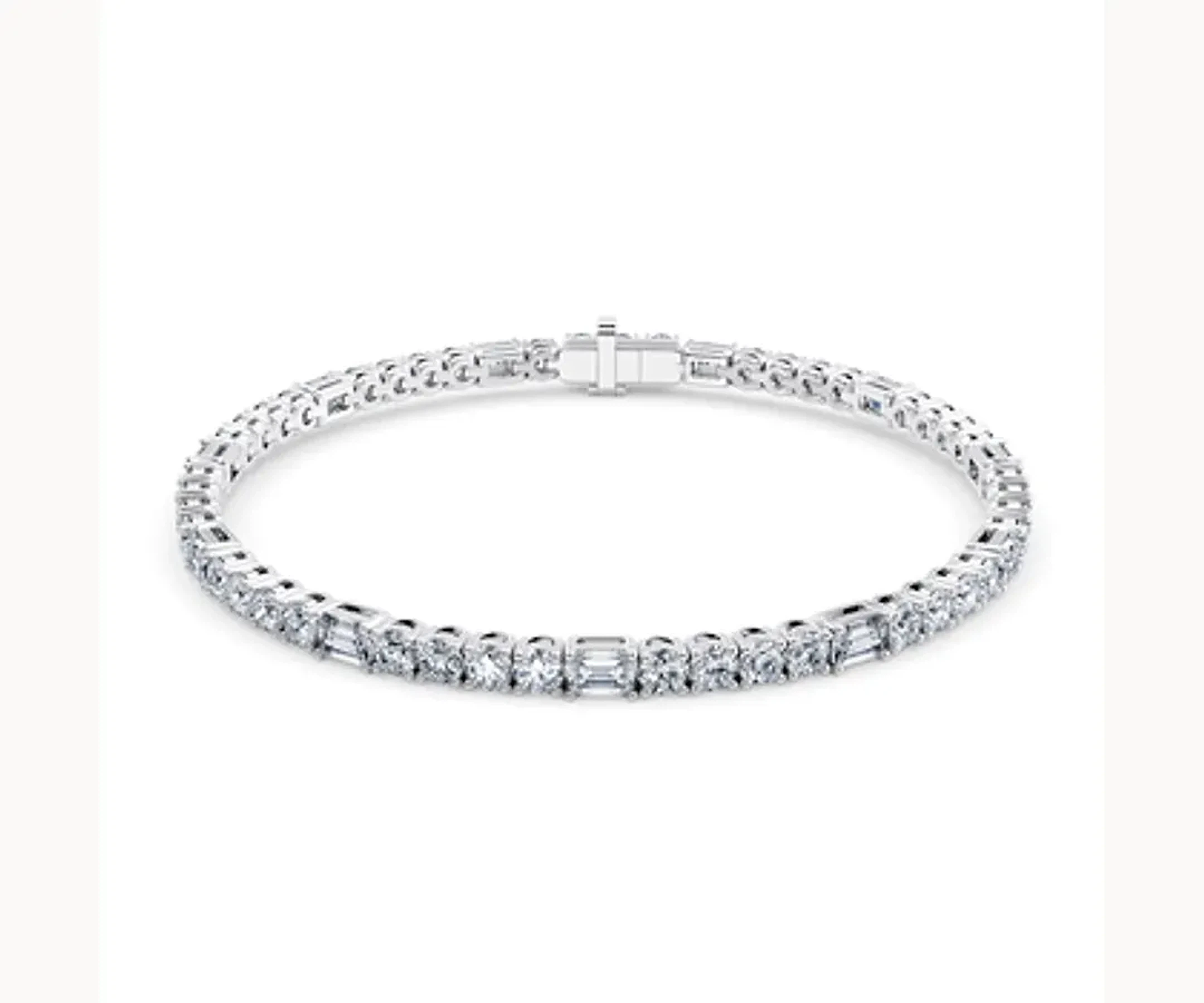 Nechí · Pulsera tennis con diamantes redondos y talla esmeralda — Blanco — Foto 1