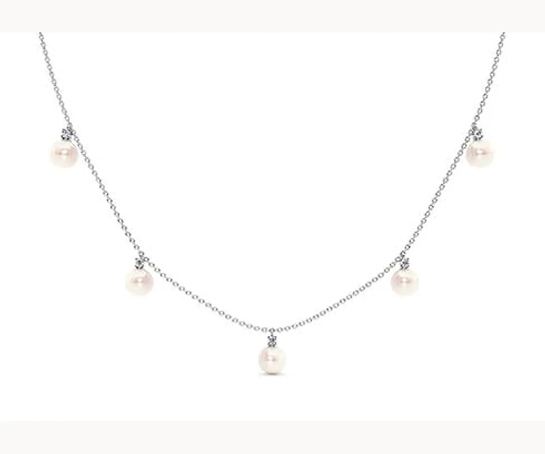 Gorgona · Collar con cinco perlas Akoya y diamantes — Blanco — Foto 1