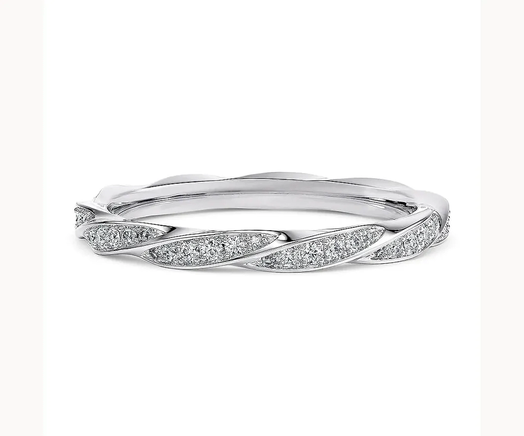 Armonía · Banda trenzada de tres hileras con pavé y motivos de hoja — Blanco — Foto 1