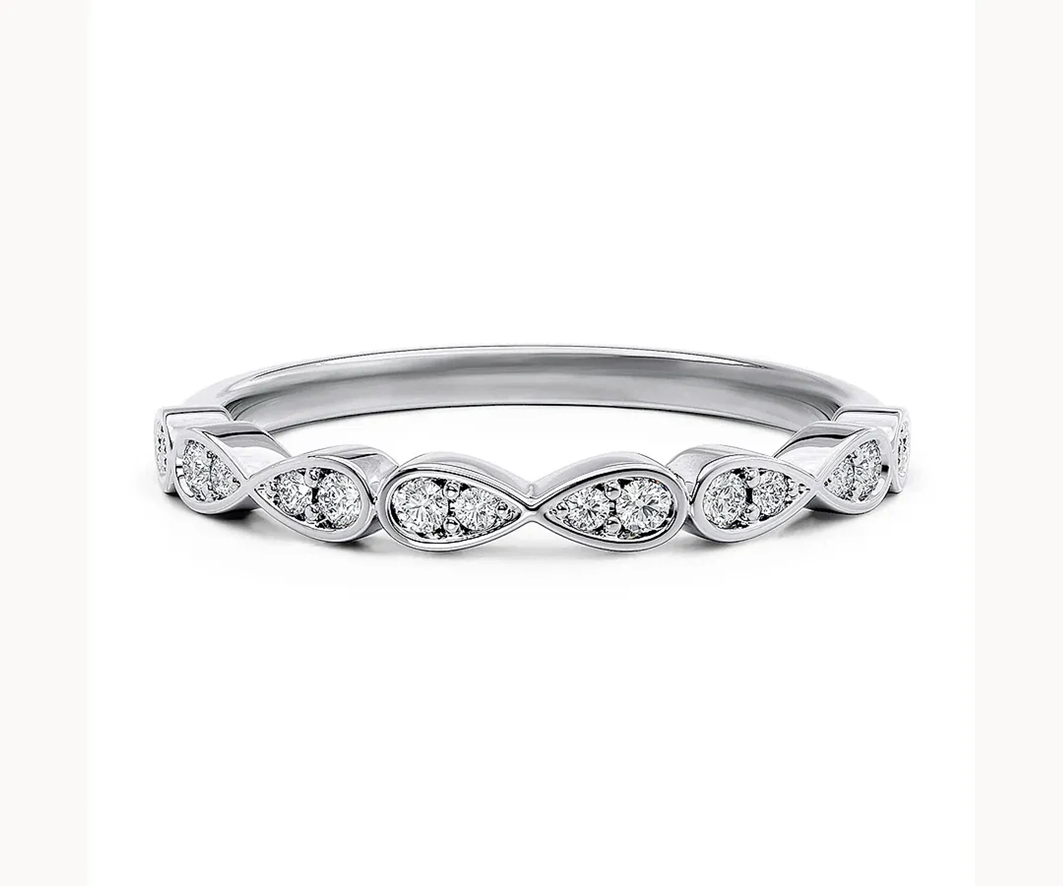 Confianza · Biseles en forma de pera con diamantes redondos — Oro blanco 18k