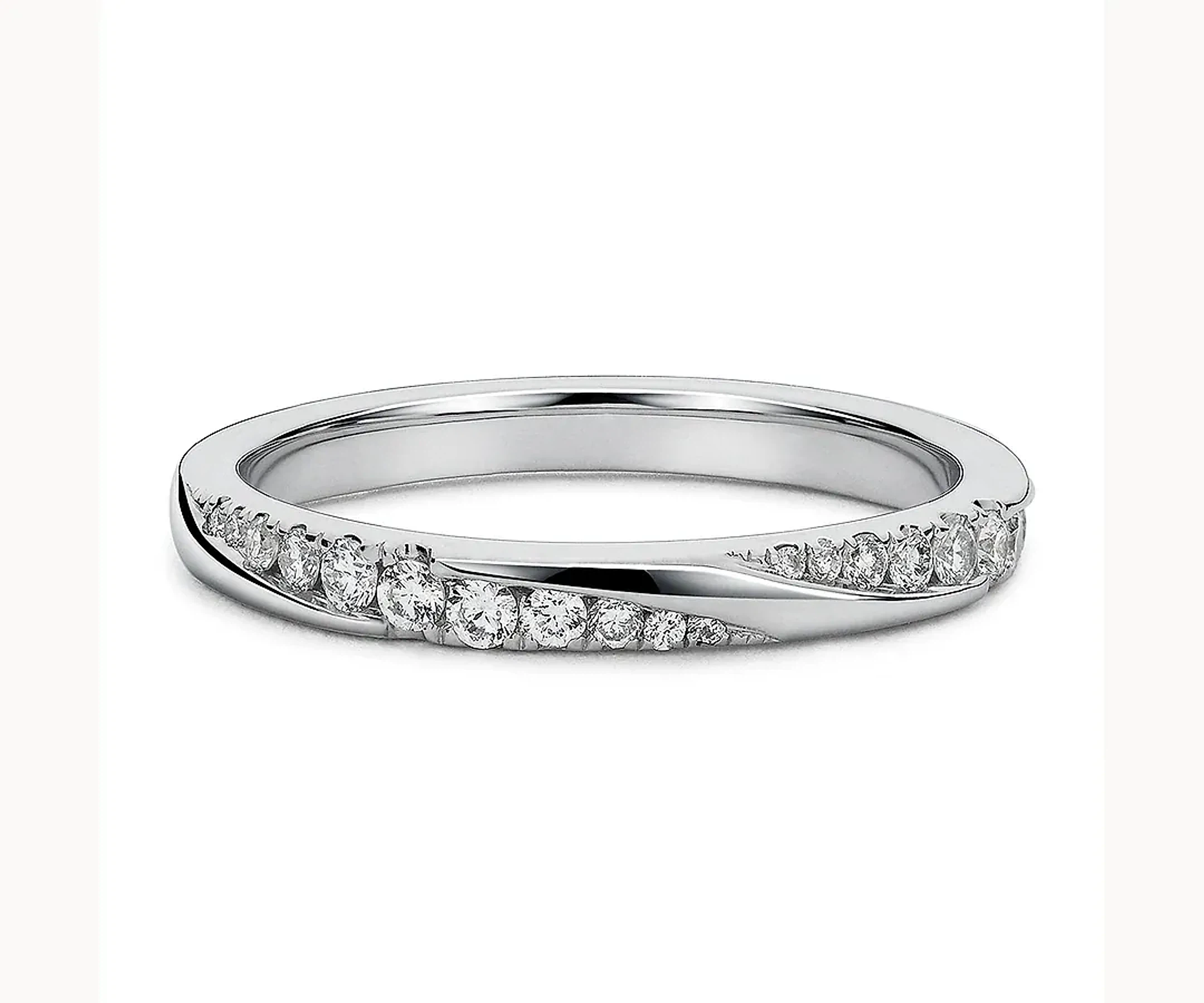 Plenitud · Dos bandas entrelazadas con cruce — Oro blanco 18k