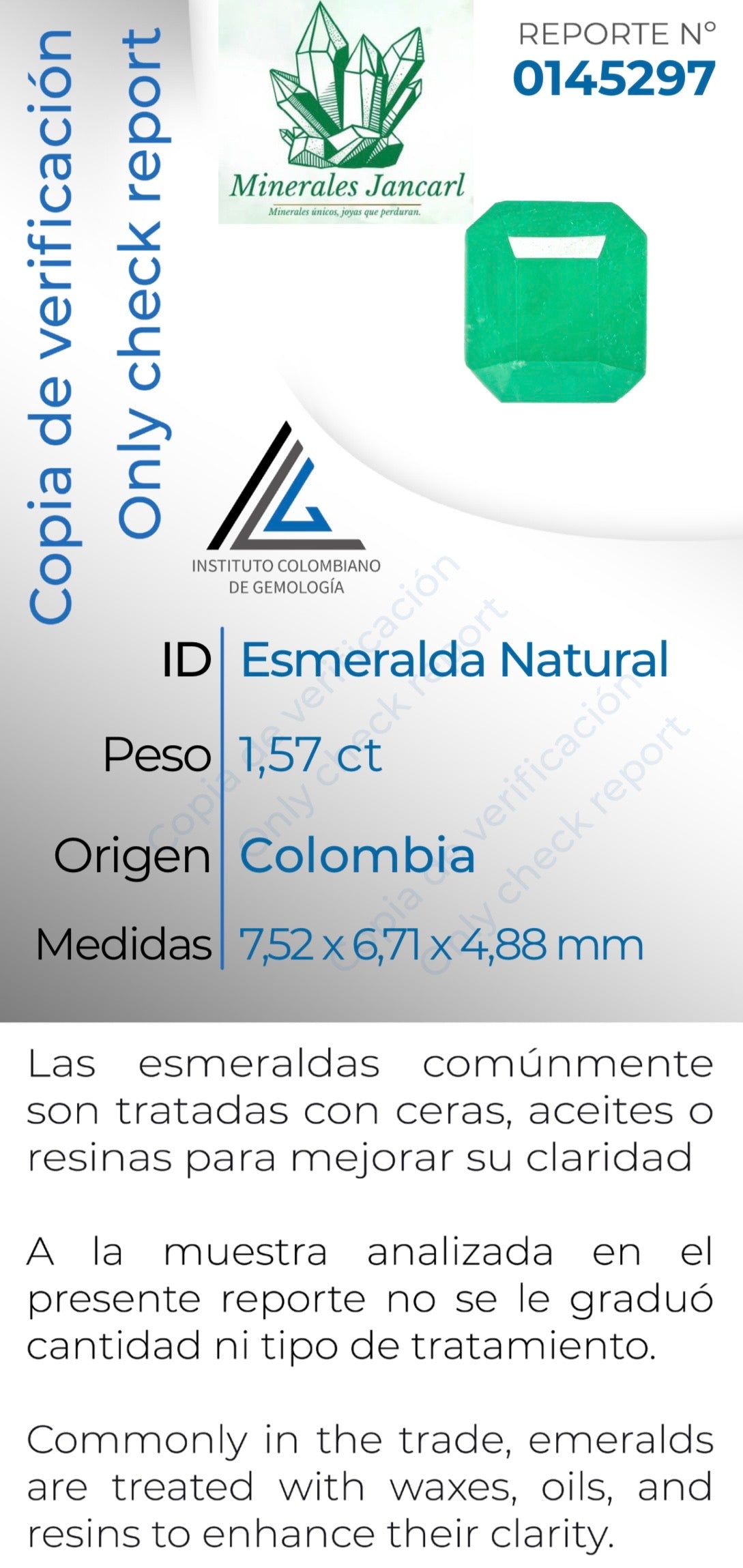 Colombian Emerald Origen Cosquez