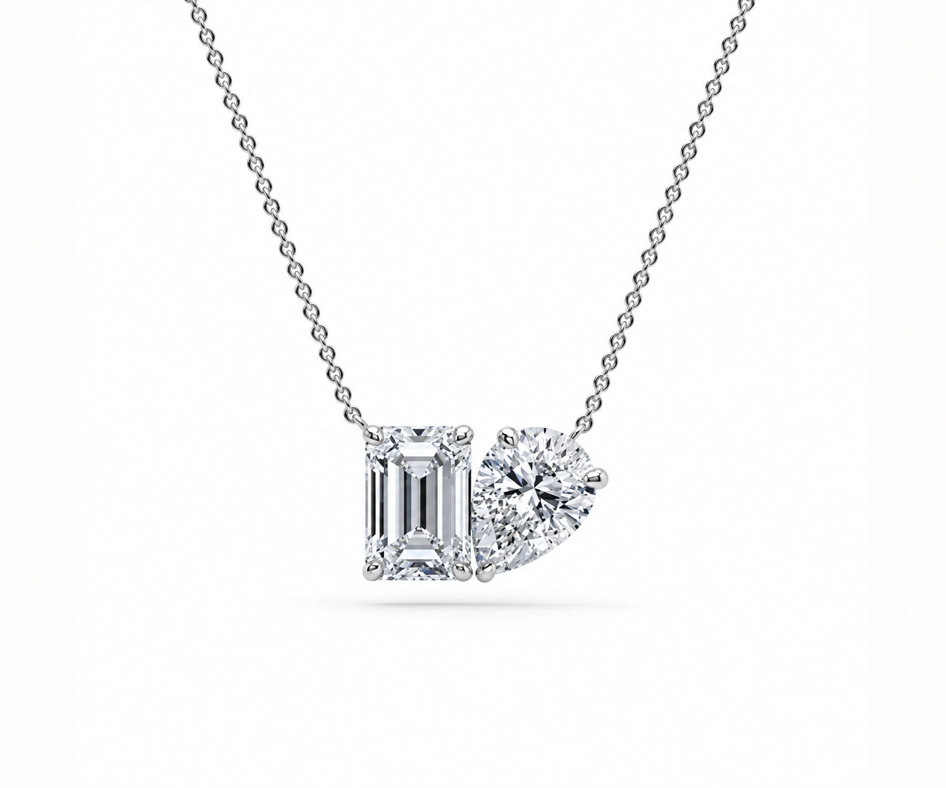 Iguaque · Collar Toi et Moi con diamantes talla esmeralda y pera — Blanco — Foto 1